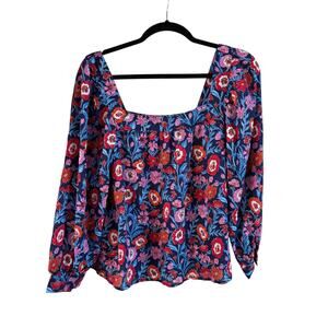 Vineyard Vines Womens Tisbury Floral Square Neck Top Cotton Modal Small